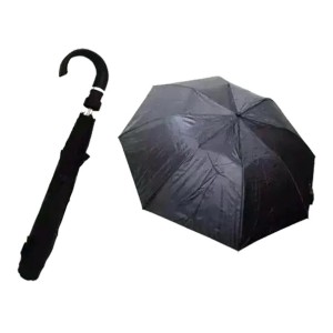 Guarda Chuva Preto Automático Cabo Curvo